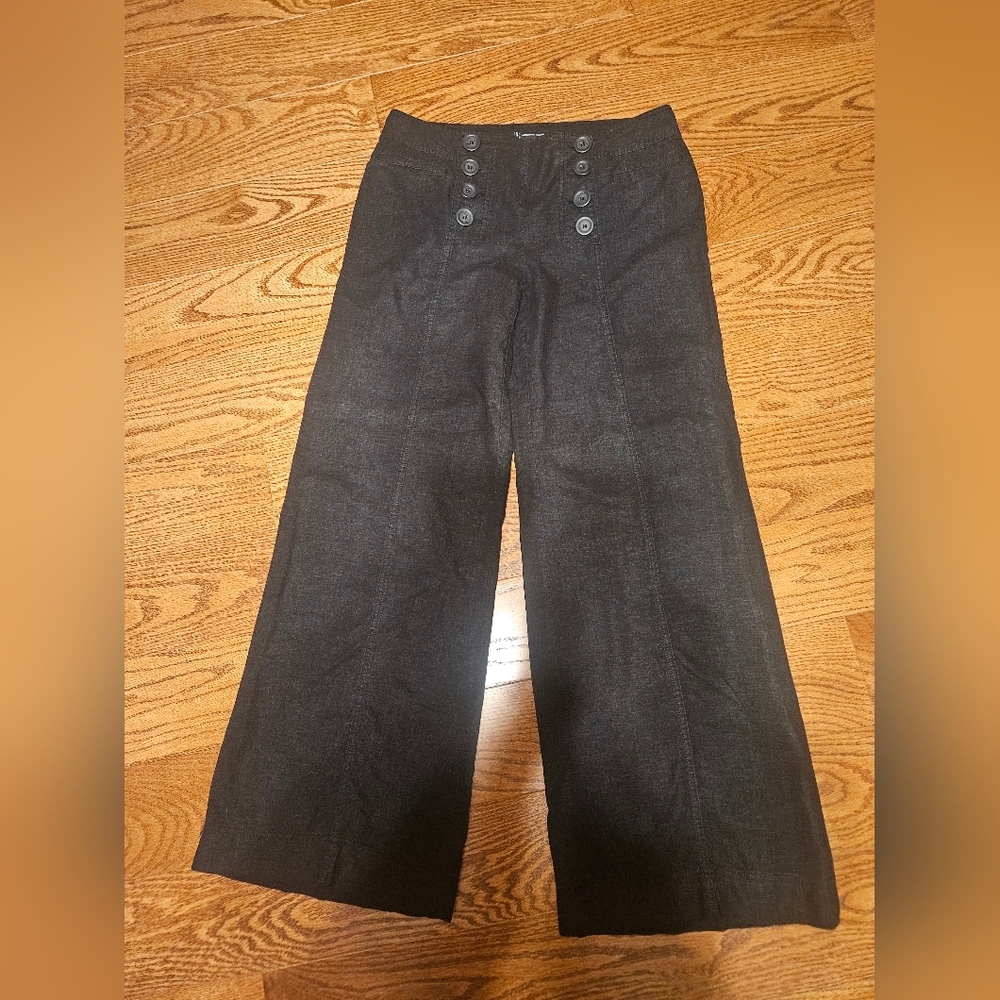 INC International Concepts Deep Navy Wide Leg Linen-Blend Pants Size 10